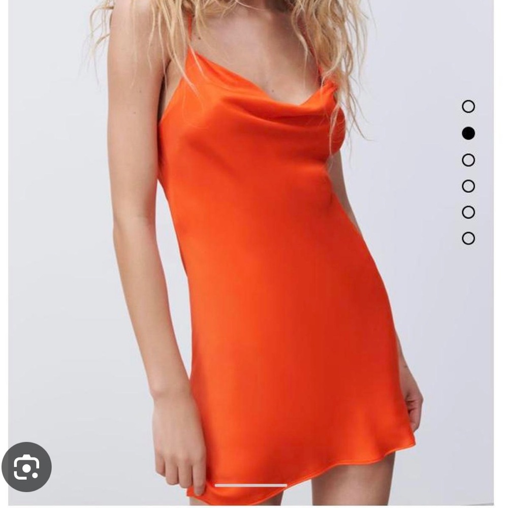 Zara Orange/Red Satin Effect Mini Size Mini dress, Dress, Red satin